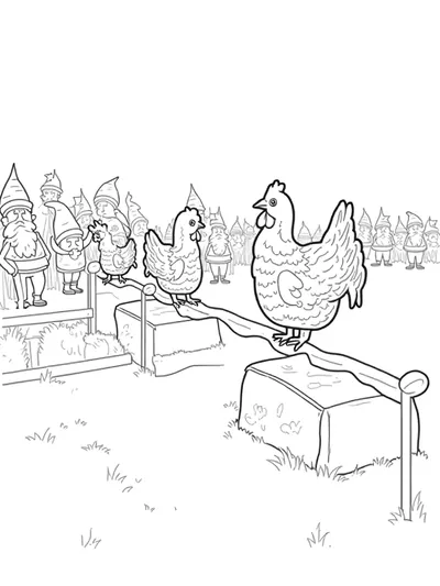 Chickens in a quirky obstacle course
