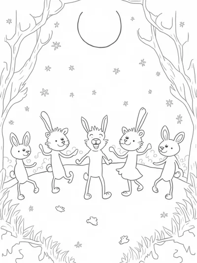 Woodland creatures dancing