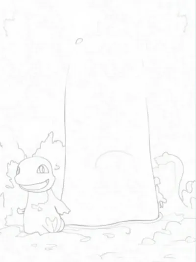 Charmander painting in a volcano