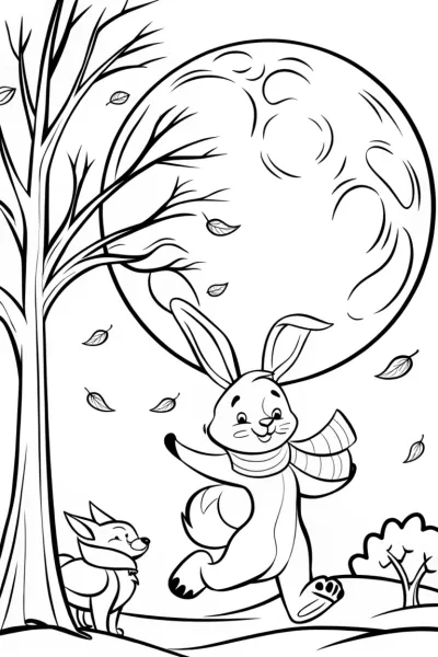 Moonlit Harvest Dance Coloring Page