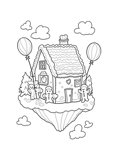 Gingerbread house on a floating island