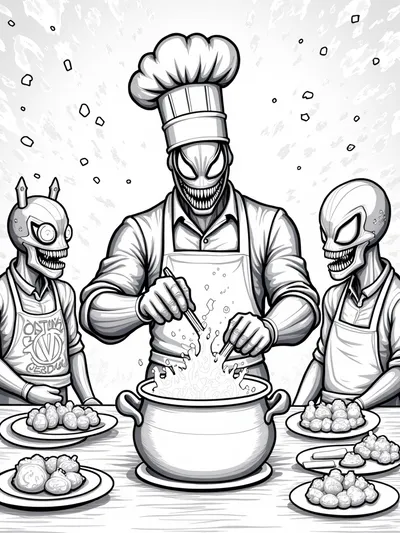 Venom cooking in a cosmic kitchen