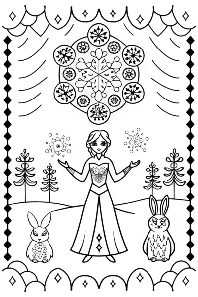 Elsa’s Enchanted Ice Shield Coloring Page