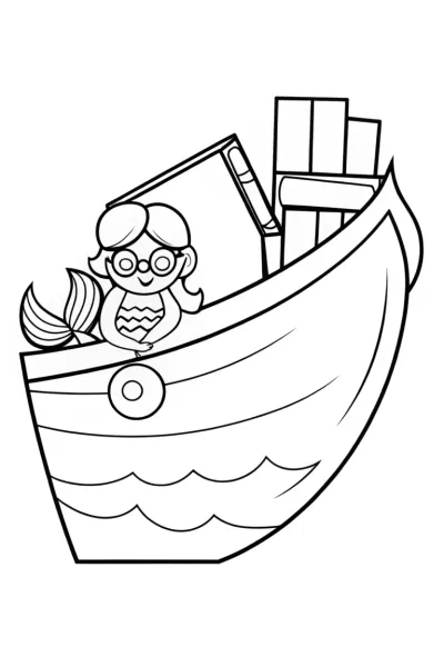 Mermaid librarian in a sunken ship