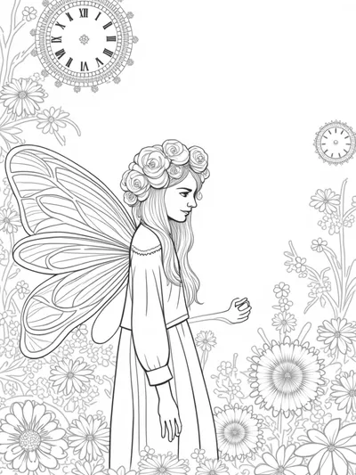 Fairy tending a magical garden