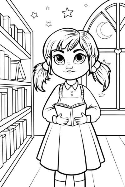 Gabby’s Adventure in the Enchanted Library Coloring Page