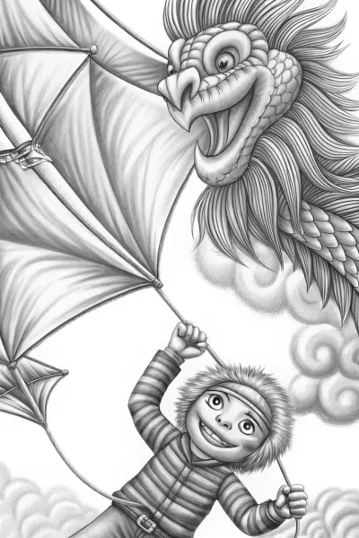 Huggy Wuggy flying a dragon kite