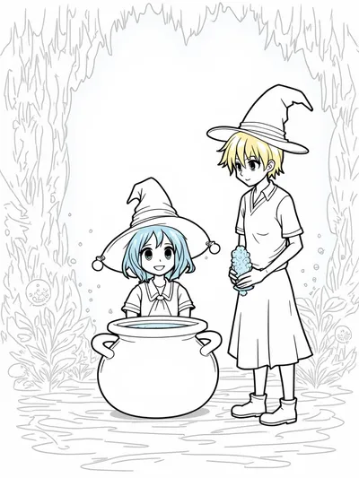 Anime characters making a potion