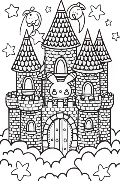 Cinnamoroll’s Cloud Castle Adventure Coloring Page
