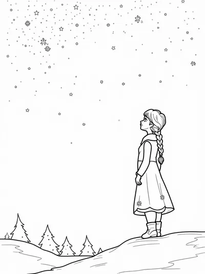 Elsa gazing at the starry sky