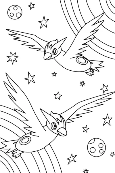 Latios and Latias Cosmic Coloring Page