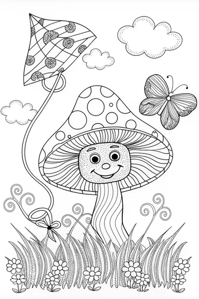 Happy Fungus Coloring Fun