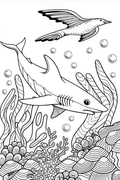 Shark’s Oceanic Adventure Coloring Page