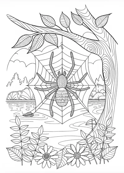 Spider on a Web by the Lake