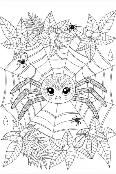 Giant Cyclops Spider in the Mountains Coloring Page