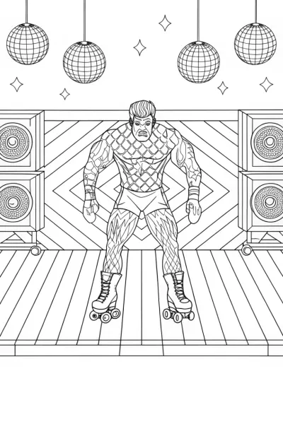 Hulk roller skating at disco