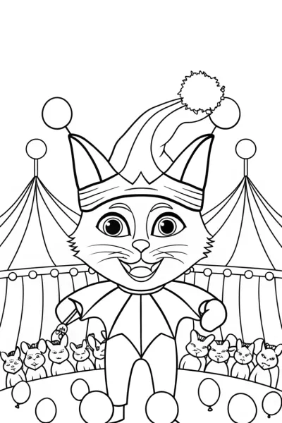 Jester the Cat’s Circus Coloring Page