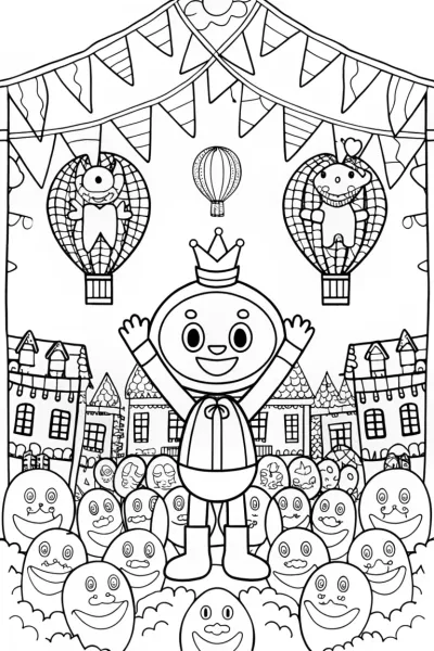 Huggy Wuggy Balloon Parade Coloring Page