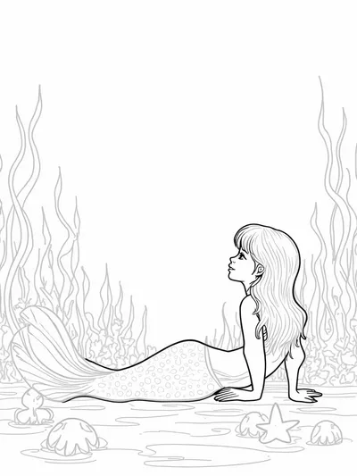 Mermaid stargazer on the ocean floor