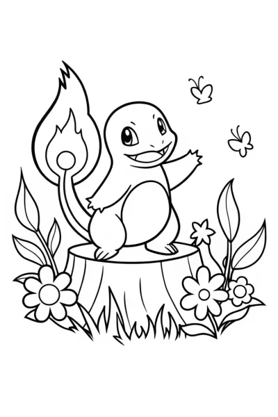 Charmander’s Colorful Adventure in the Flower Field