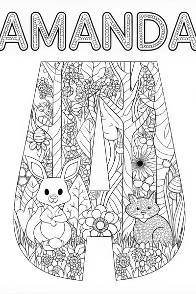 Amanda’s Adorable Animal Adventure Coloring Page