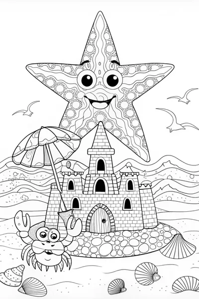 Castle on the Beach with Crabs
