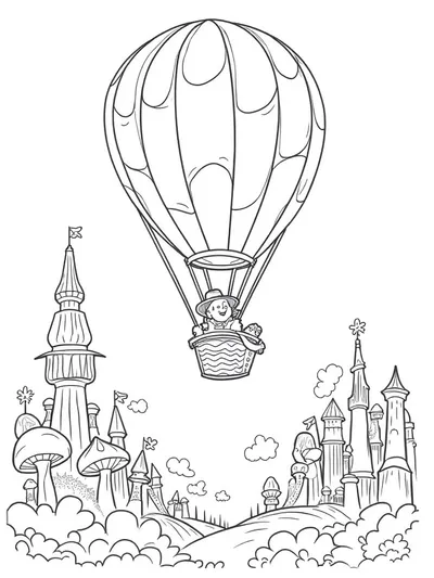 Turkey Tom in a hot air balloon