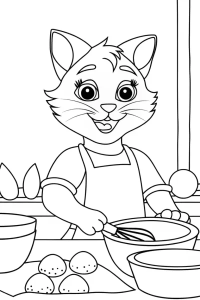 Biscuit the cat baking joyfully