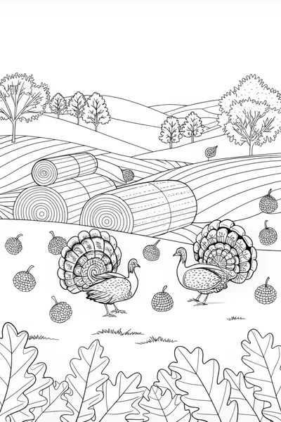 “Autumn Fields with Turkeys”