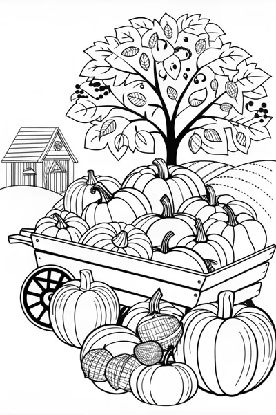 Autumn Harvest Pumpkins and Gourds Coloring Page