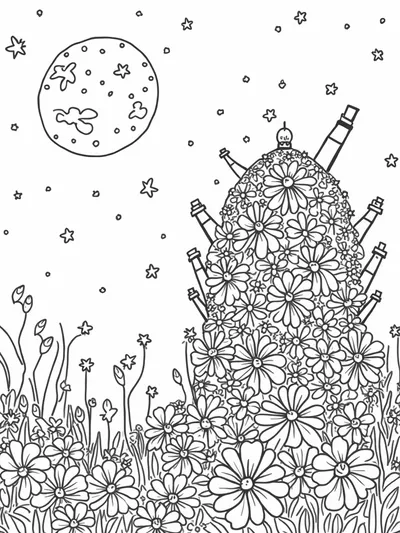 Flower observatory at midnight