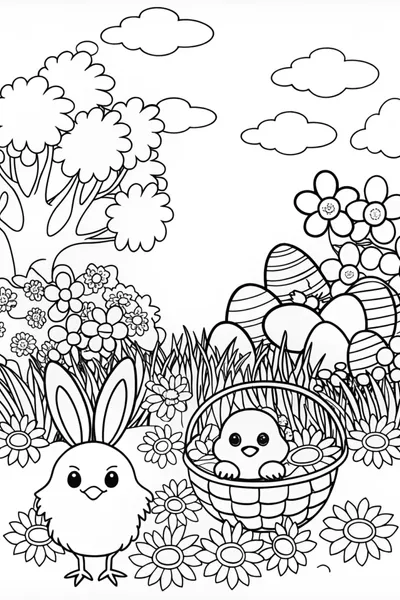 Baby Chick’s Easter Adventure Coloring Page