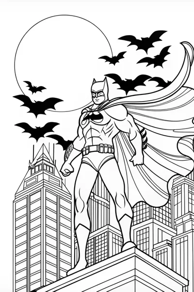 Batman Guarding Gotham City Coloring Page