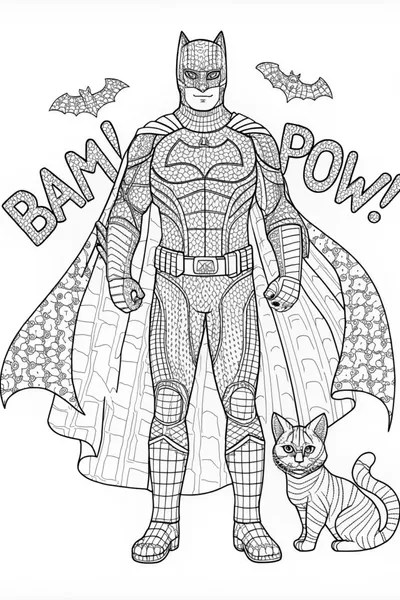 Super Cat’s Urban Adventure Coloring Page