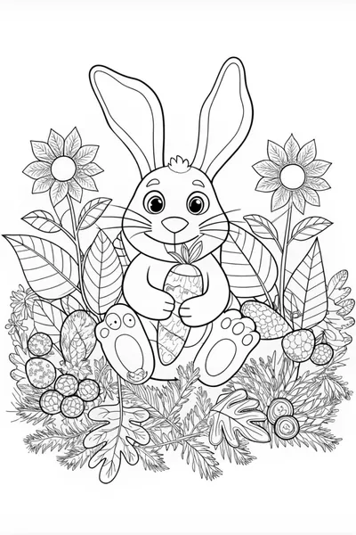Benny the Bunny and His Carrots Coloring Page
