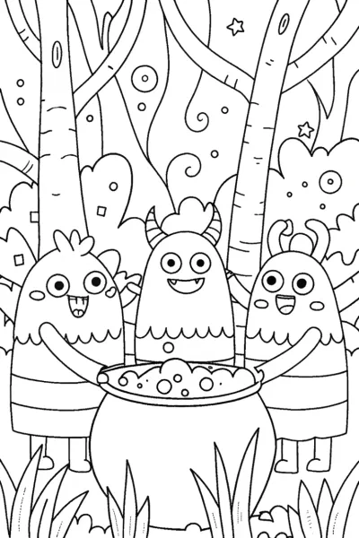 Bubbling Cauldron Adventure Coloring Page