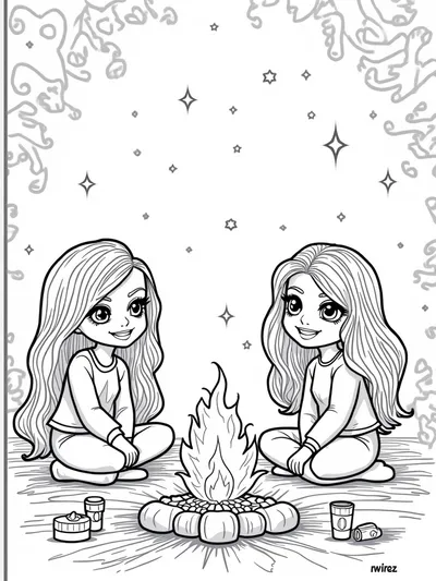 Bratz dolls camping under stars