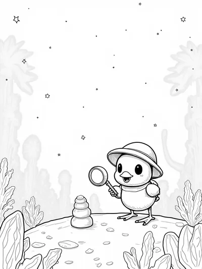 Chick exploring an alien landscape