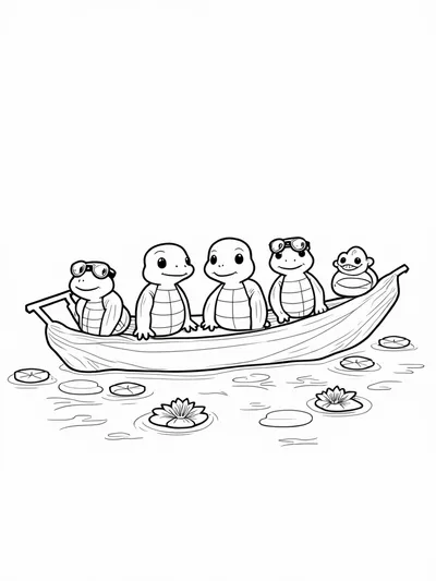 Tiny turtles on a raft adventure