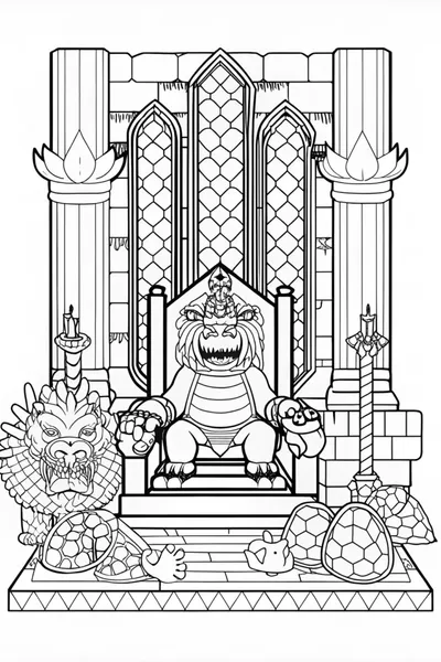 Bowser on His Throne Coloring Page
