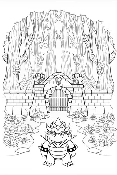Bowser in the Enchanted Forest Coloring Page