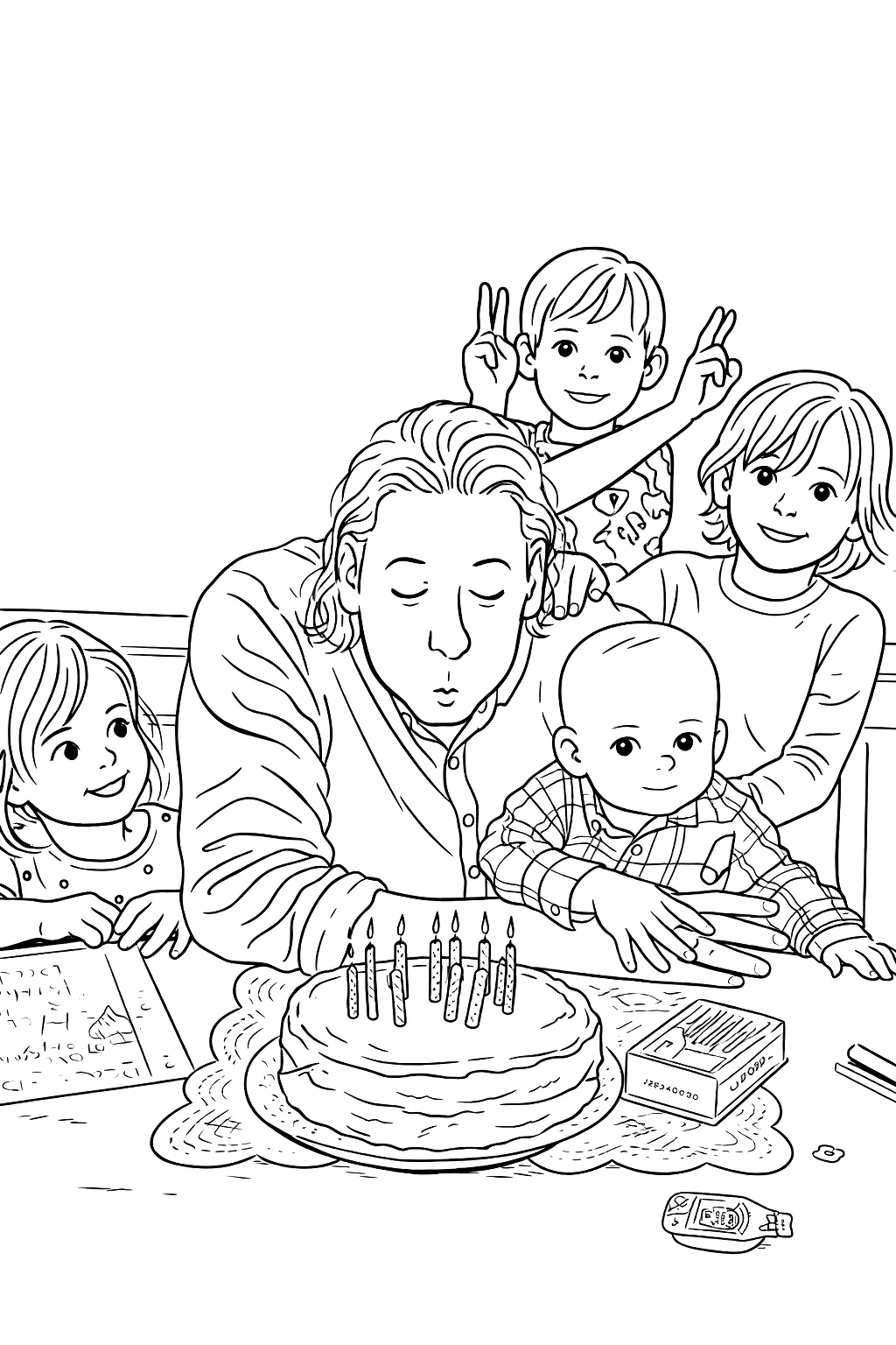 A cartoon style coloring page