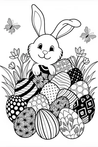 Bunny and Easter Egg Extravaganza Coloring Page