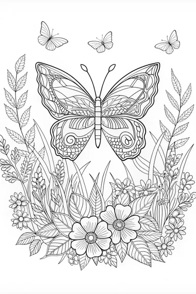 Fluttering butterflies in a colorful garden
