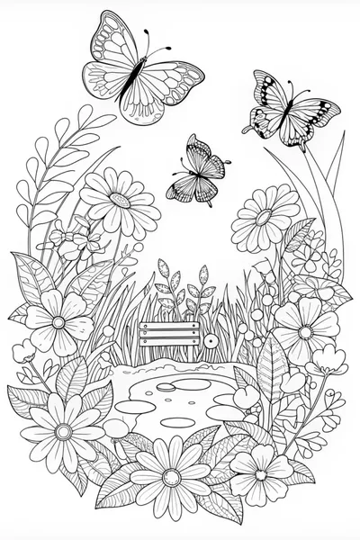 Butterfly Garden Bliss Coloring Page
