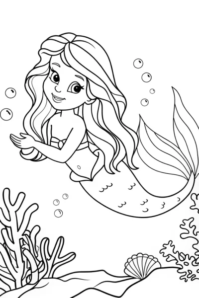 Mermaid crafting coral sculptures