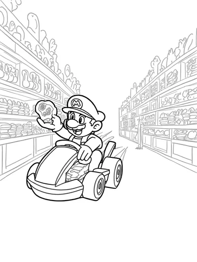 Mario racing in a grocery store