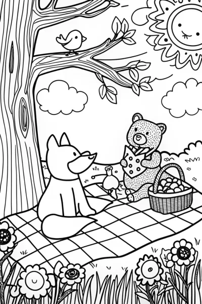 Rainbow Friends Picnic with Bear and Dog