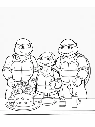 Ninja Turtles baking show scene