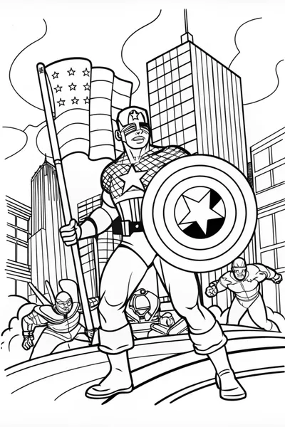 Captain Kitty Hero Coloring Page